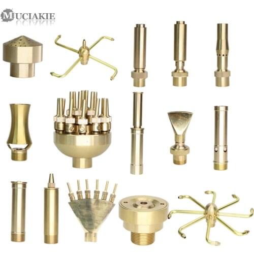 MUCIAKIE 15 Types of Fountain Nozzles Brass Sprinklers Garden Pond Rotating Copper Nozzles Head for Outdoor Park Water Ornaments
