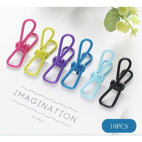 10PCS Color Multifunctional Metal Mini Non-slip Clothes Photo Paper Clothes-peg Craft Clip Portable Sealing Clip Strong