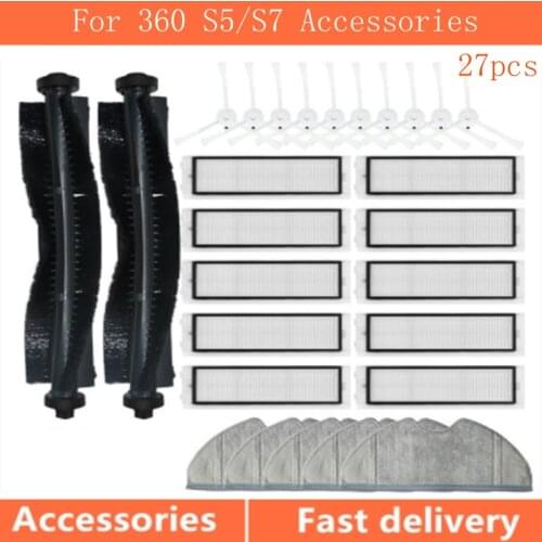 For Qihoo 360 S5 S7 Robot Vacuum Cleaner Accessories Sweeper Washable Main Brush Side Hepa Filter Mop Cloth Spare Parts