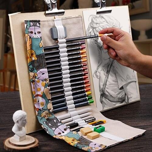 24Pieces of Sketching Pencil Set Art Sketching Carbon Pen Plastic Rubber Band Pen Curtain Art Sketching Tool School Supplies Set