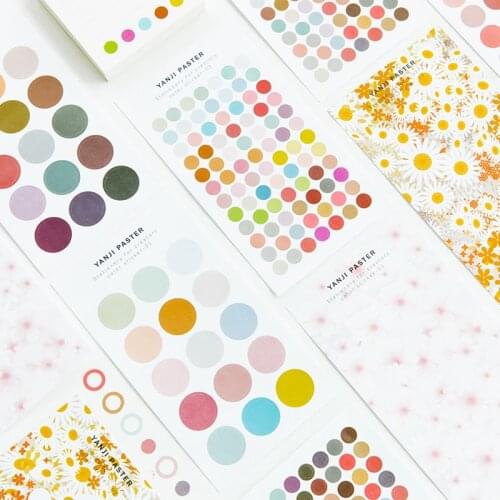3 pcs/pack Dot Sakura Chrysanthemum Deco Stickers Scrapbooking Bullet Journa Sticky Label Washi Paper Color Sticker Stationery
