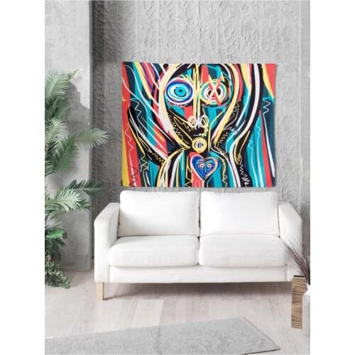 Nollapeli Mix Color Tapestry Wall Hanging Psychedelic Runes Art Tapestries for Living Room Decor Gossip Tapestries Hippie