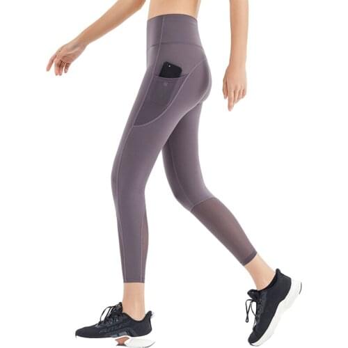 New Yoga Pants for Women Peach-Hip-Lifting High Waist Leggings Running Tight Stretch Mesh Breathable Pocket Sports Pants 4Colors