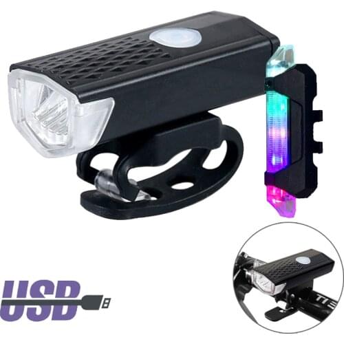 Bike Lights Rechargeable USB LED Bicycle Lights Front Headlights + Rear Taillight Night Riding Bicycle Flashlight Warning Lights
