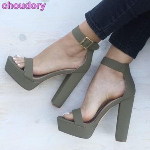 Young Girls' Street Shot Chic Chunky Heel Sandals Concise Design Single Strap Gladiator Sandals Ankle Strap Platform Shoes US10