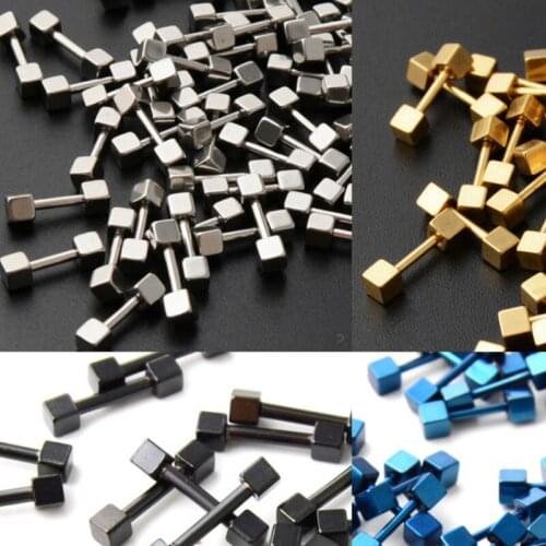 Earrings for men women 316L Stainless Steel Pendant Cube style Stud Earrings Punk Rock Style Male Men Earrings Jewelry