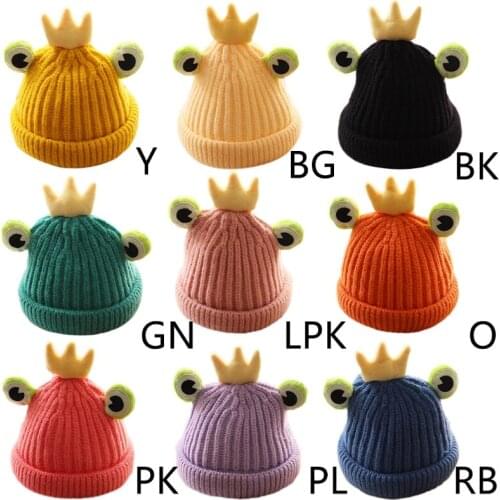 Sweet Cute Children Cartoon Frog Big Eyes Knitted Hat Knitted Beanie Hat Travel Autumn and Winter for Baby Boys & Girls