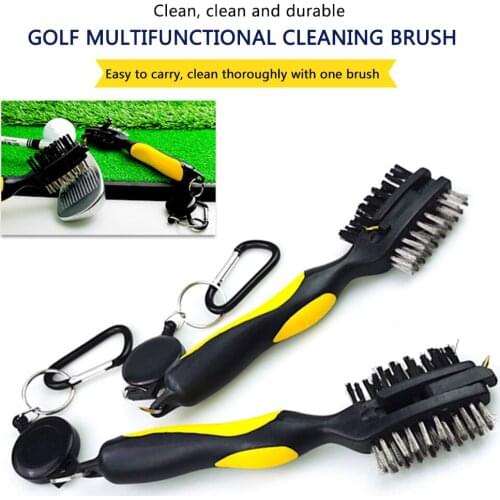 Golf Club Cleaning Brush Self Contained Water Brush 2 Sided Club Cleaner Clip Golf Scrub Wet Water Brush Cleaning Tool Accessory