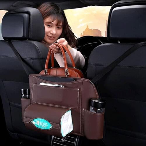 PU Leather Car Seat Back Intermediate Bag Auto Receiving And Hanging Bag Car Trunk Organize Bag Storage Organizer In The Car