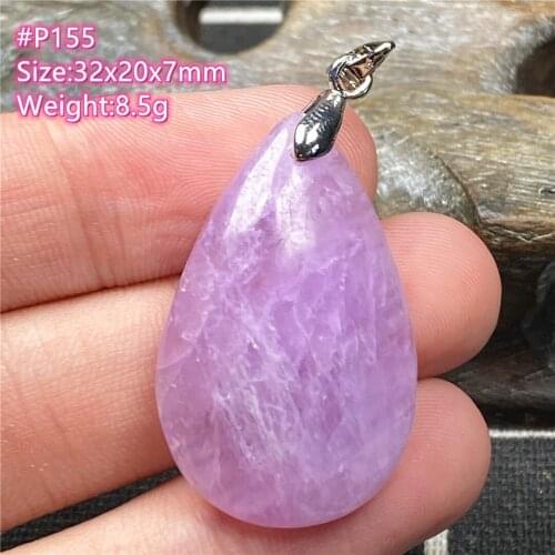 Top Natural Purple Kunzite Stone Pendant Jewelry For Women Man Crystal 32x20x7mm Healing Silver Beads Water Drop Gemstone AAAAA