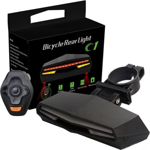 Bicycle Brake Light Flash Taillight Remote Control Turning Laser Safety Line Lights USB Rechargeable for Road MTB City Cycling
