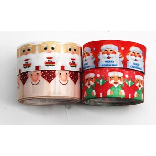 WL 10/25/50Yards 1'25mm Santa Printed Grosgrain Ribbon Hair Ornament Bow Headdress Diy Christmas Party Decoration