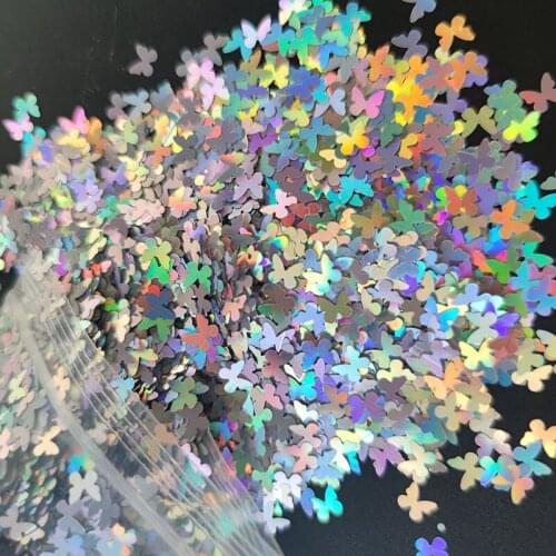 5MM Holographic Nail Art Glitter Flakes Butterfly Sequins Laser 50g 3D Colorful Sequins Manicure Decals Nail Art Accessories