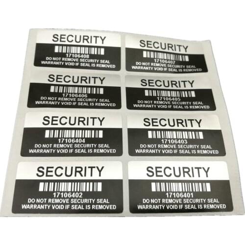 SECURITY LABEL SEAL STICKER BLACK TAMPER EVIDENT VOID SERIAL NUMBER