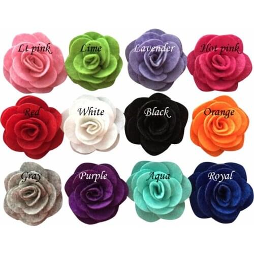 2" Cute Felt fabric Rose hair Flower, Kids hair Flower For Headbands, Clips 12 Color IN STOCK, 80pcs/lot, hair accessories