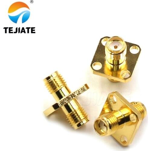 2PCS RF Adapter Connector SMA-SMA-KKF 18MM Double Through Header Female To Female Header Square Plate Flange Plate Double Way