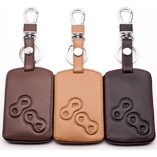 2016 Car-cover Top layer Leather car keychain car key cover case holder for Renault Clio Scenic Megane Duster Sandero 4 buttons