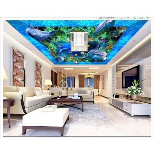 3d custom mural non-woven wallpaper 3 d underwater world top ceiling murals beauty home decoration