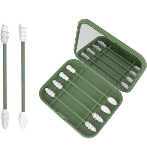 4Pcs/Box Reusable Cotton Swab Washable Light Portable Silicone Buds Swabs Tool For Face Ear Cleaning Makeup Cosmetic Removal