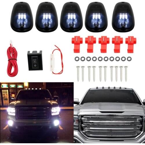 5Pcs 9 LED Car Cab Roof Marker Lights Black Smoked Lens Lamp Car External Lights For Truck SUV DC 12V Car-styling