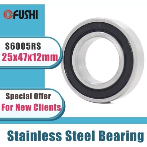 5PCS S6005RS Bearing 25*47*12 mm ABEC-3 440C Stainless Steel S 6005RS Ball Bearings 6005 Stainless Steel Ball Bearing