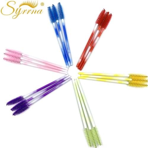 50 Pcs Cosmetic Eyelash Brush Colorful Mascara Wands Applicator Eyelashes Extension Brushes Disposable Make Up Brushes Tools