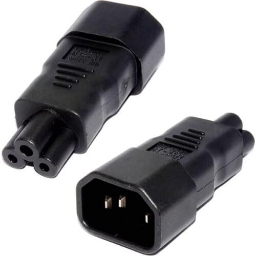 IEC 320 Adapter 3 Poles Socket C14 to Cloverleaf Plug C5 Straight Extension Power Adapter