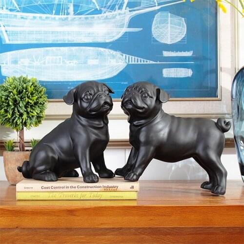 Architect / resin matte black Pug Bookends ornament Home Furnishing study the living room decoration D1130