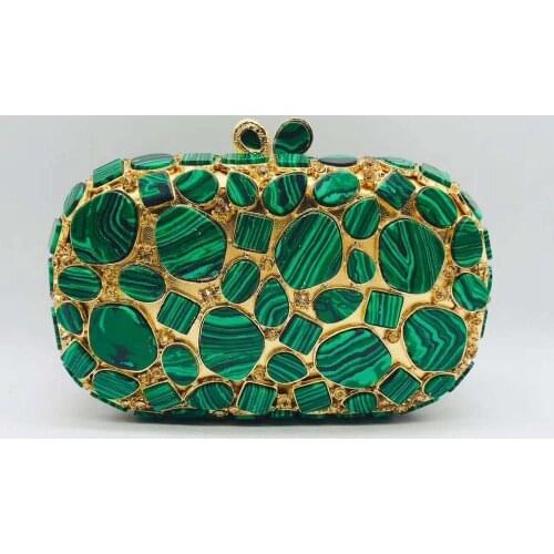 White Rhinestone Women Clutches bags green Party clutch Purse Fashion Metal Ladies Evening bags Wedding Bridal Chain Handbags