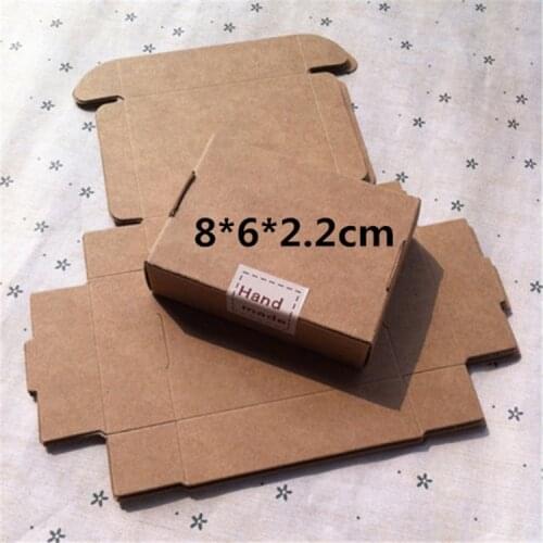Free Shipping 100pcs 8*6*2.2cm Natural Kraft Folded Christmas Gift Box, Storage/Small Jewelry Accessories Paper Fold Box