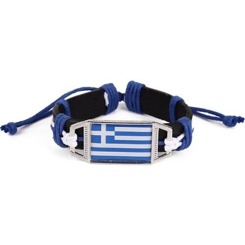 Spain Belgium China Germany German Democratic Republic Flag Charms Genuine Leather Bracelet Bangle Hand Braided Bracelet Jewelry