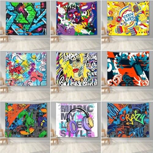 Colored Graffiti Pattern Wall Tapestry Bedroom Abstract Wall Hanging Tapestry Blanket Bedroom Background Cloth Home Tapestries