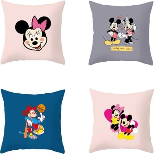 Disney Cartoons Mickey Minnie printing Peach skin Decorative pillowcase lovely Home Mickey Room decoration pillowcase 45x45cm
