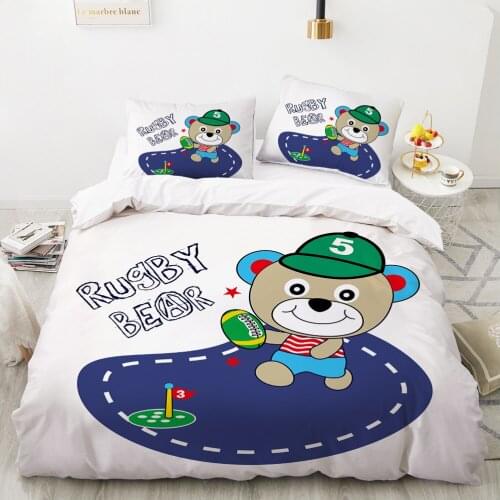 Animal Cartoon Kids Bedding set for children baby girls Duvet cover set pillow case Bed linens Quilt cover 240x220 140x200 bear