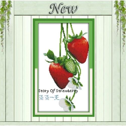 Story of strawberry fruits Counted Printed on canvas DMC 11CT 14CT Cross Stitch Sets embroidery kits Needlework Decor paintings