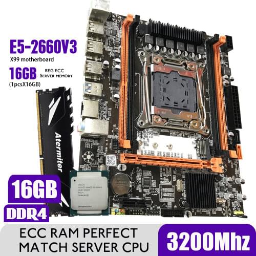 Atermiter X99 motherboard CPU processor RAM Combos Xeon E5 2660 V3 2pcs * 16GB = 32GB heat sink 2666MHz DDR4 REG ECC memory PC4