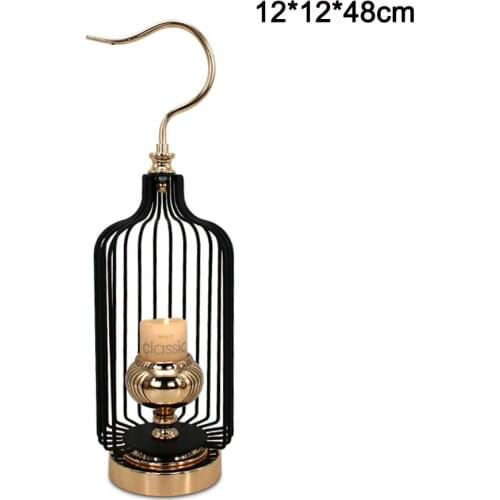 Creative European Iron Retro White Birdcage Candle Holder Romantic Candlelight Dinner Decoration Candlestick Lantern Home Decor