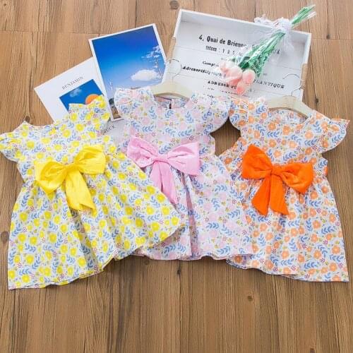 Sleeveless Toddler Kids Baby Girls Summer Dresses Bowknot Floral Print Casual Dress Party Princess Платье Для Девочки