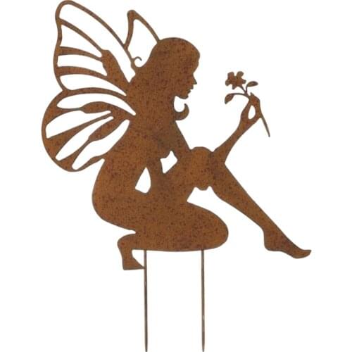 Metal Fairy Angel Plant Stake Garden Outdoor Lawn Decor Rusty Metal Sign Rusty Metal Garden Ornaments Iron Stakes Decorations