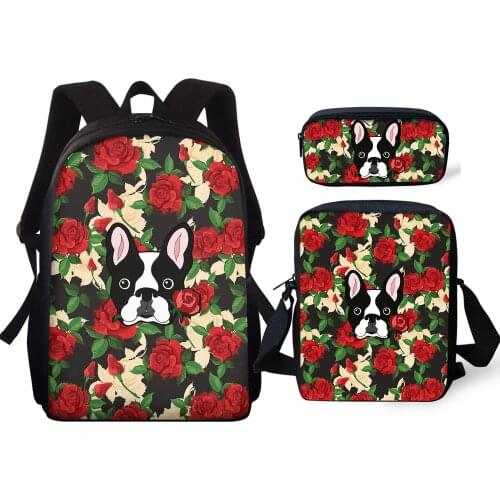 Cute Pug Dog Printed Toddler Backpack Kids Backpack Bags For Girls Boys 3pcs Backpacks Sets Chidlren Messenger Sac A Dos Enfant