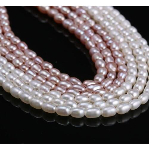 New White Purple Rice Pearl Beads Simple And Stylish Party Jewelry Gift Pearl Size 4-5mm