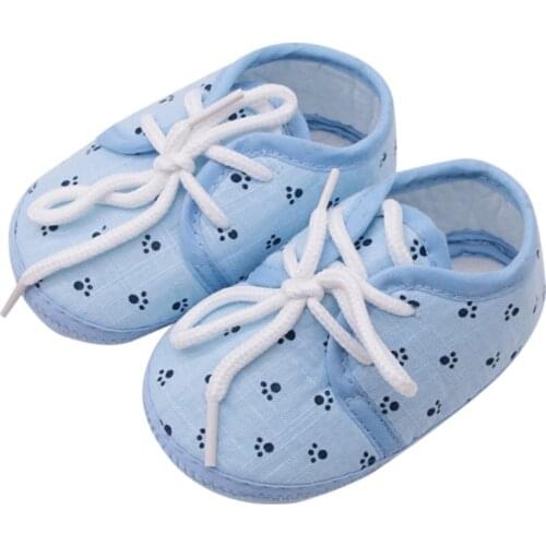 Toddler Baby Girl Footprint Printing Lace up Crib Shoes Casual Non-slip Baby Shoes 2021
