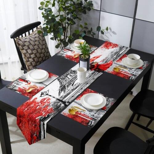 Embracing Paris Autumn Maple Leaves Table Runner Table Mats Cover For Home Wedding Banquet Festival Party Hotel Decoration
