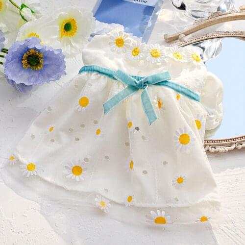 Dress Pet Dog Clothes Daisy Fashion Clothing Dogs Super Small Costume Coat Cute Soft Chihuahua Print Summer White Girl Mascota