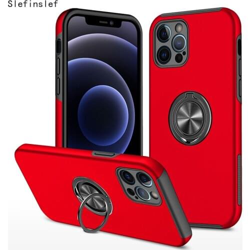 Armor Shockproof Case for iPhone 12 mini 11 pro 7 6 6s 8 Plus X XR XS Max Back Cover Magnetic Car Holder Metal Phone Ring Stand