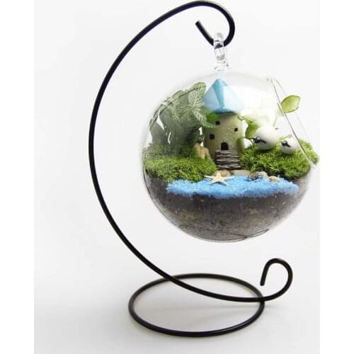 Transparent vase candle holder plant globe shape with 1 hole hanging plant glass container micro landscape DIY wedding home deco