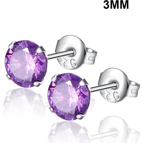 QCOOLJLY New Fashion Trendy Round Crystal Stud Earrings For Women Silver Color Stainless Steel Ear Earring Wedding Jewelry Gift