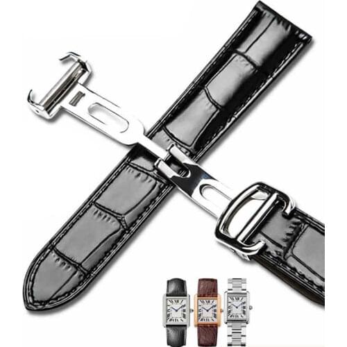Professional Watch Band For Cartier Tank RONDE TORTUE Solo W6700255 Genuine Leather Watch Strap 20/22/23/24/25 mm Bracelet Men