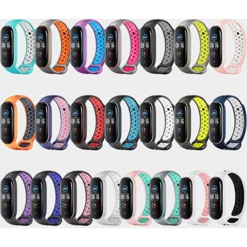 Sport Strap For Mi Band 3 4 5 Bracelet Strap Miband 5 Breathable Replacement Silicone Wrist Straps For Xiaomi Mi Banda Smartband