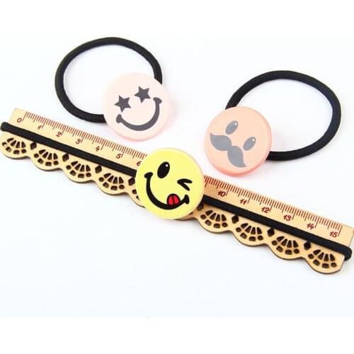 Cute Smiling Face Hair Rope Girl High Stretch Resin Rubber Band Fashion Women Headdress Hair Accessories